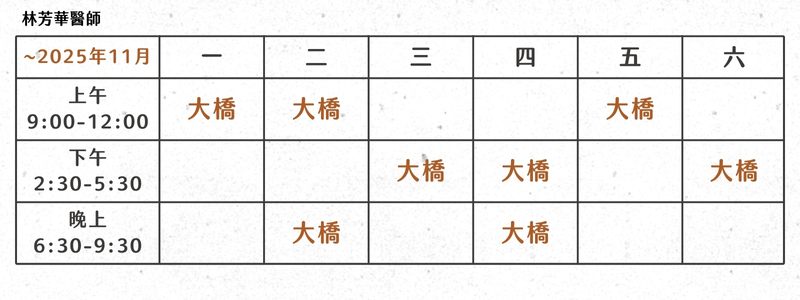 林芳華醫師門診表